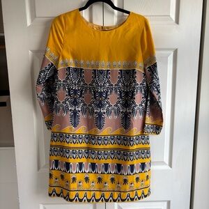 J. Crew Mustard Yellow Long Sleeve Shift Career Teacher Dress Mini Ornament 8